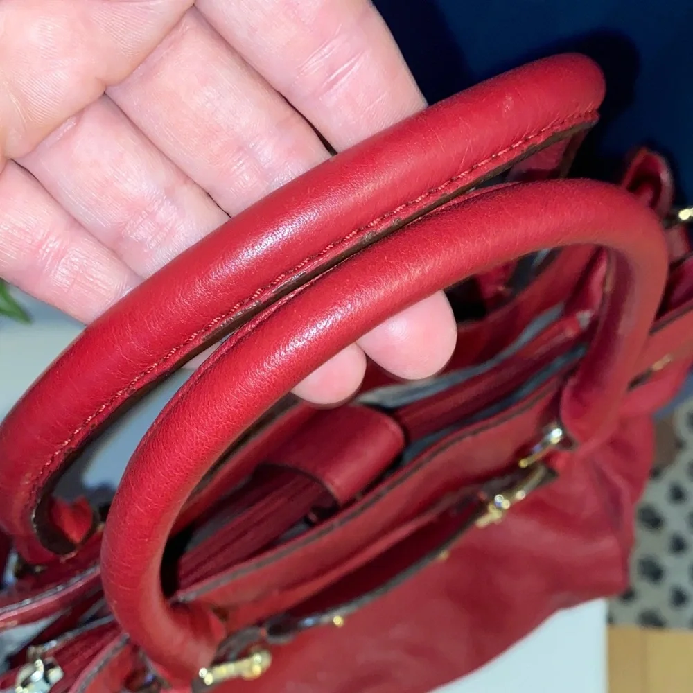 Michael Kors Hamilton‎ Red Pebbled Leather Shoulder Bag